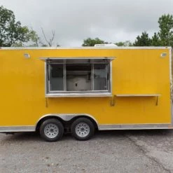 SLE Concessions 8.5' X 17' Yellow Concession Food Trailer