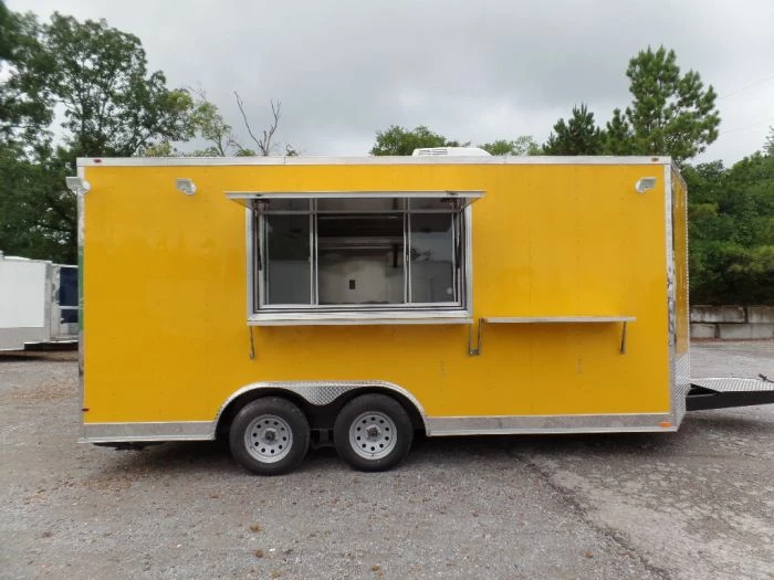 SLE Concessions 8.5' X 17' Yellow Concession Food Trailer