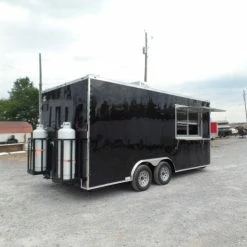 SLE Concessions 8.5' X 18' Black Food Catering Concession Trailer With Appliances