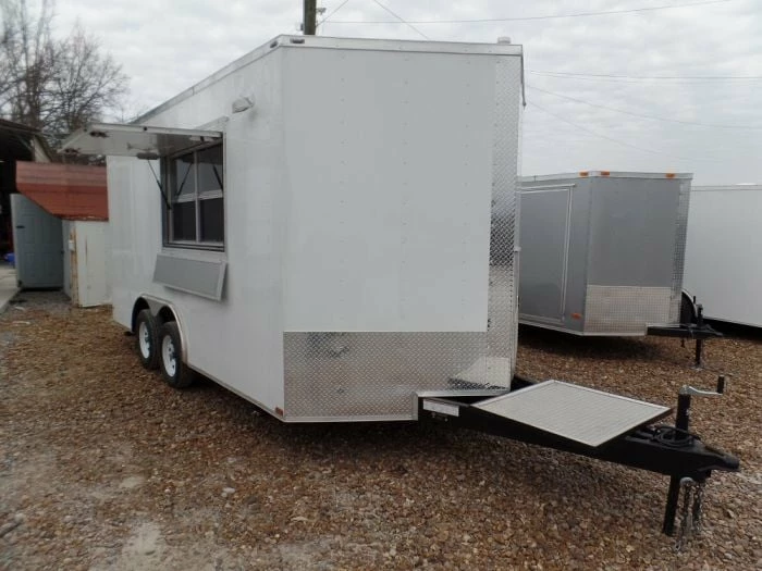 SLE Concessions 8.5' X 16' White Concession Food Trailer With Appliances