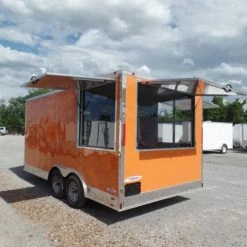SLE Concessions 8.5' X 16' Orange Ticket Booth Custom Enclosed Trailer