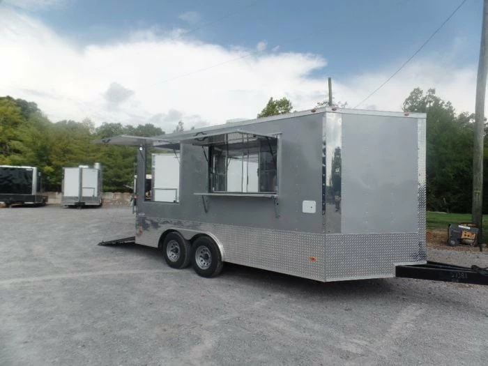 SLE Concessions 8.5' X 15' Silver Frost Custom Concession Food Trailer - Image 5