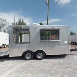 SLE Concessions 8.5' X 15' Silver Frost Custom Concession Food Trailer