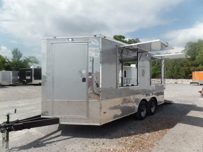 SLE Concessions 8.5' X 15' Silver Frost Custom Concession Food Trailer - Image 2