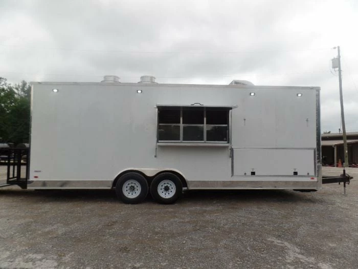 SLE Concessions 8.5' X 2' White Flat Front Food Catering Concession Trailer - Image 2