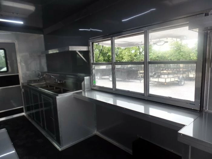 SLE Concessions 8.5' X 2' White Flat Front Food Catering Concession Trailer - Image 5