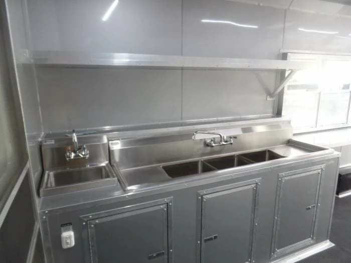 SLE Concessions 8.5' X 2' White Flat Front Food Catering Concession Trailer - Image 6