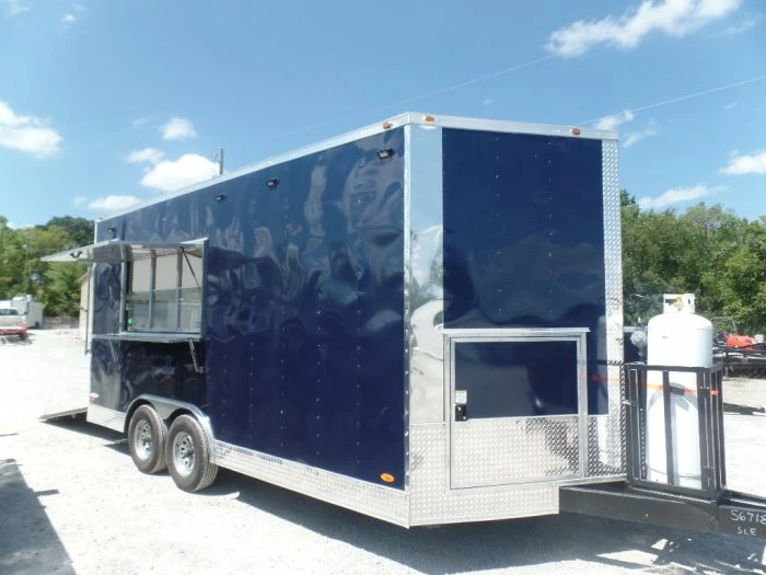 SLE Concessions 8.5' X 17' Indigo Blue Custom Concession Food Trailer