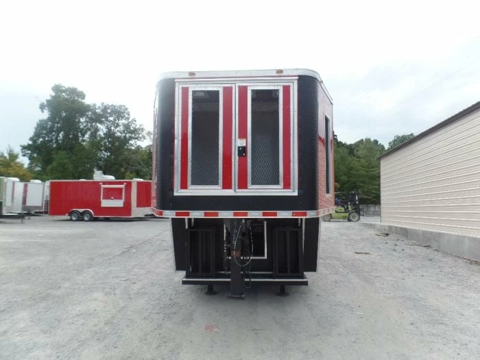 SLE Concessions 8.5' X 45' Red Gooseneck Concession Food Trailer - Image 3