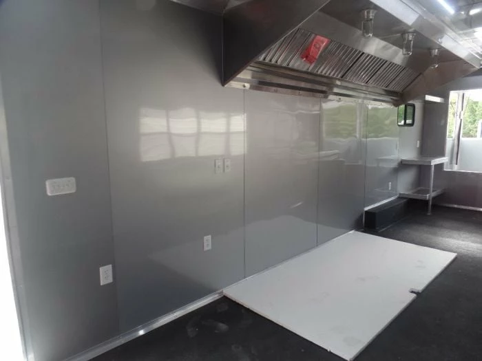 SLE Concessions 8.5' X 45' Red Gooseneck Concession Food Trailer - Image 4