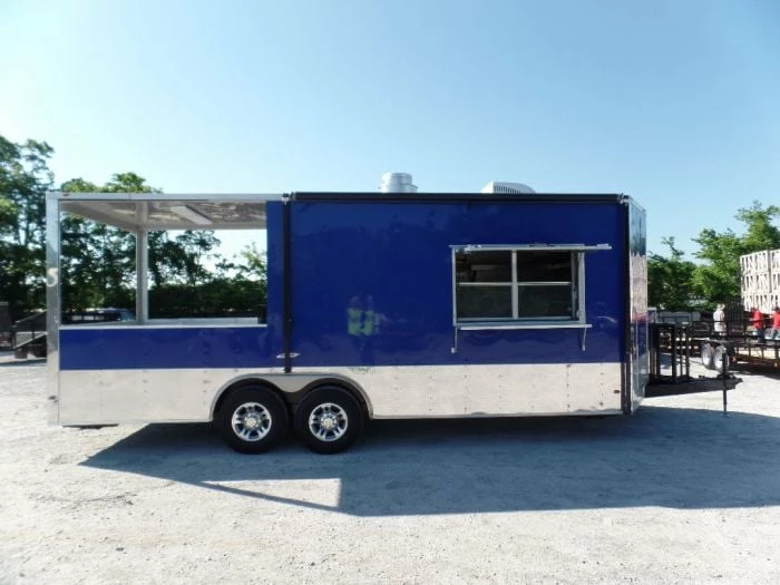 SLE Concessions 8.5' X 22' Blue BBQ Concession Food Trailer - Image 5