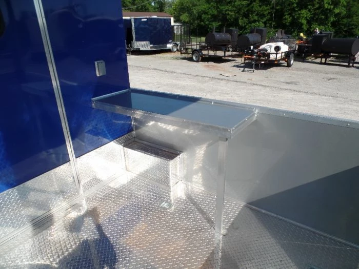 SLE Concessions 8.5' X 22' Blue BBQ Concession Food Trailer - Image 4