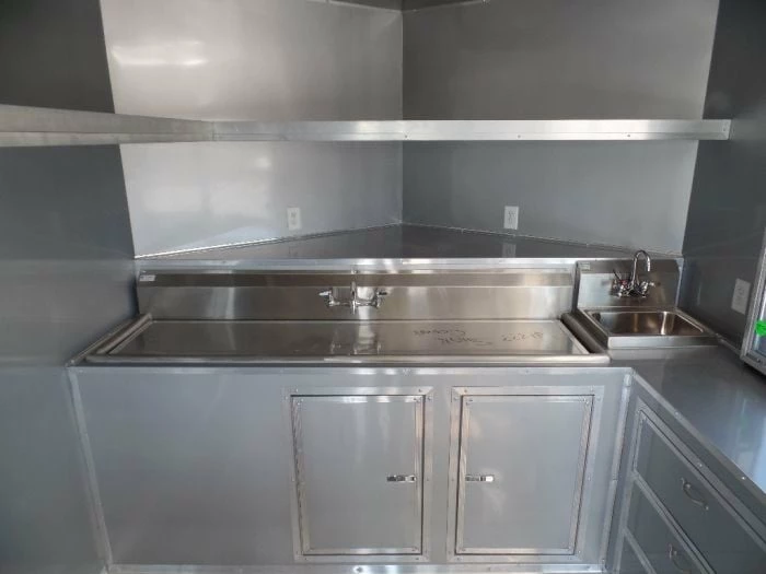 SLE Concessions 8.5' X 22' Blue BBQ Concession Food Trailer - Image 6