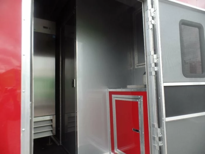 SLE Concessions 8.5' X 45' Red Gooseneck Concession Food Trailer With Appliances - Image 2