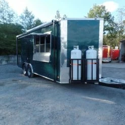 SLE Concessions 8.5' X 20' Emerald Green Porch Style Concession Trailer