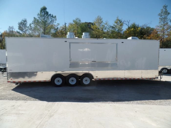 SLE Concessions 8.5' X 32' White Fully Enclosed Food Concession Trailer