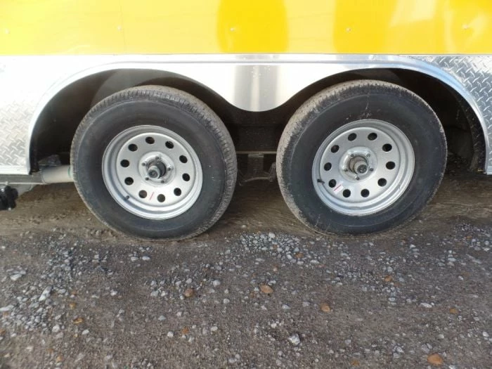 SLE Concessions 8.5' X 16' Yellow Event Concession Food Trailer - Image 4