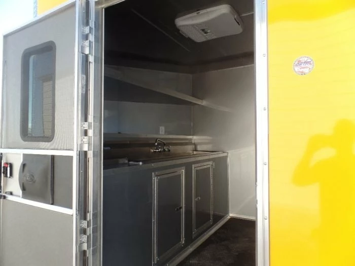 SLE Concessions 8.5' X 16' Yellow Event Concession Food Trailer - Image 2