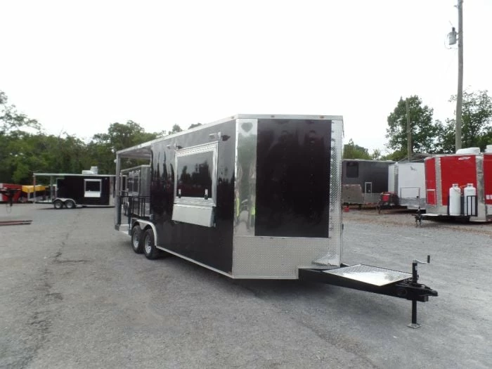 SLE Concessions 8.5' X 22' Concession Food Trailer Black BBQ Event - Image 6