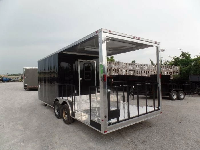 SLE Concessions 8.5' X 22' Concession Food Trailer Black BBQ Event - Image 5