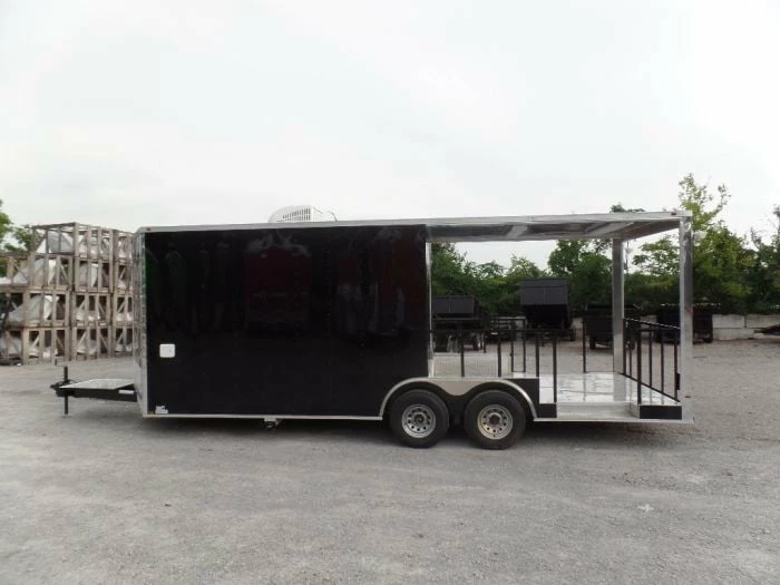 SLE Concessions 8.5' X 22' Concession Food Trailer Black BBQ Event - Image 2