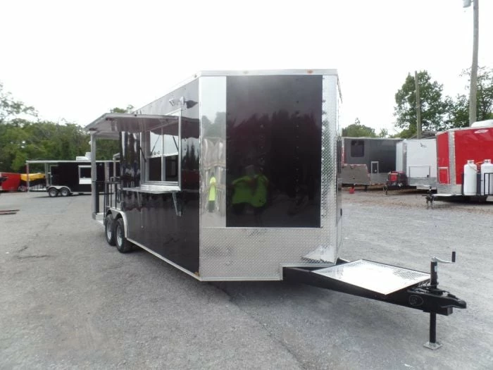 SLE Concessions 8.5' X 22' Concession Food Trailer Black BBQ Event - Image 4
