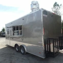 SLE Concessions 8.5' X 20' Light Pewter Vending Concession Food Trailer