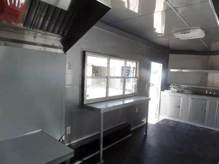 SLE Concessions 8.5' X 20' Light Pewter Vending Concession Food Trailer - Image 2