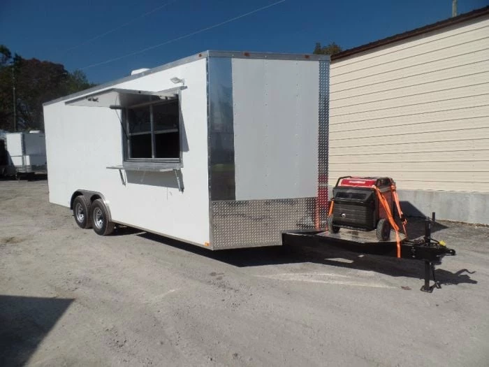 SLE Concessions 8.5' X 20' White Concession Food Trailer With Appliances