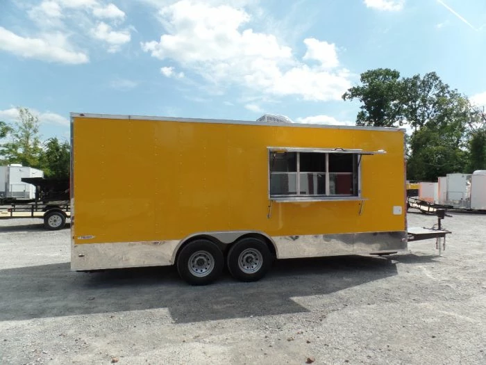 SLE Concessions 8.5' X 20' Concession Food Trailer Yellow Event Catering - Image 5
