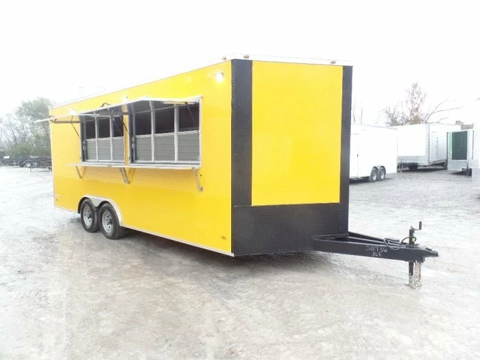 SLE Concessions 8.5' X 20' Penske Yellow Food Concession Trailer