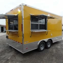 SLE Concessions 8.5' X 16' Yellow Concession Food Trailer With Appliances