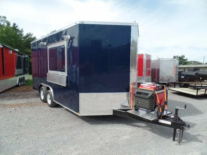 SLE Concessions 8.5' X 16' Concession Food Trailer Indigo Blue Event Catering - Image 2