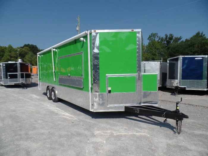 SLE Concessions 8.5' X 24' Concession Trailer Food Electric Green Event Catering - Image 3