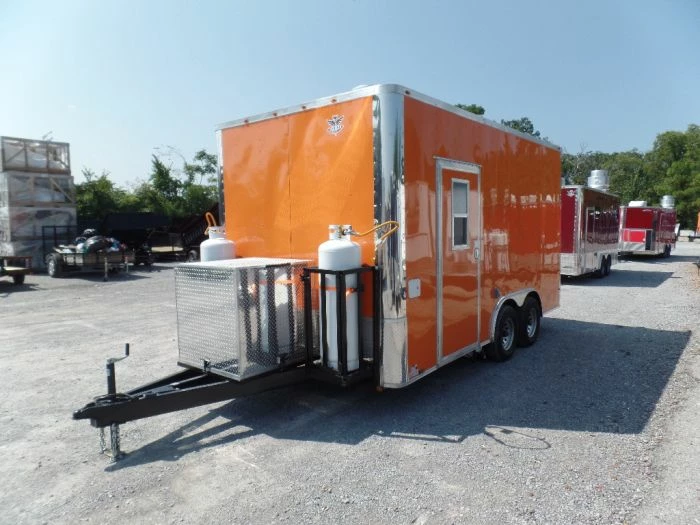 SLE Concessions 8.5' X 16' Concession Food Trailer Orange With Appliances - Image 3