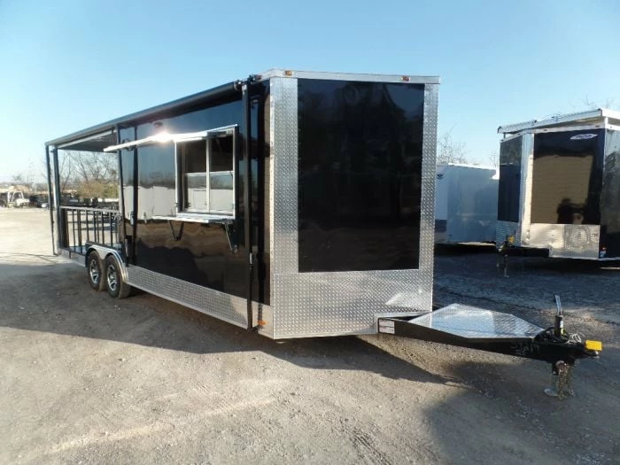 SLE Concessions 8.5' X 24' Black Porch Style Concession Food Trailer With Appliances - Image 4