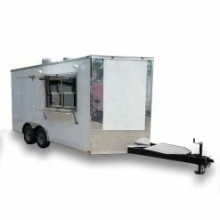 SLE Concessions 8.5' X 16' White Catering Event Concession Food Trailer With Appliances