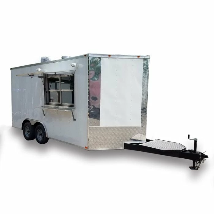 SLE Concessions 8.5' X 16' White Catering Event Concession Food Trailer With Appliances